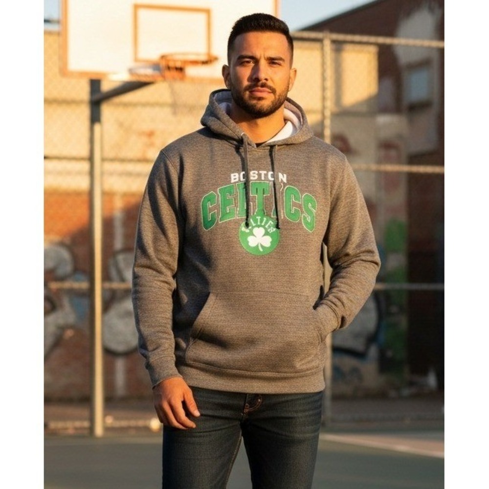Boston Celtics Fan Gear Hooded Sweatshirt NBA Basketball Athletic Grey Men's L